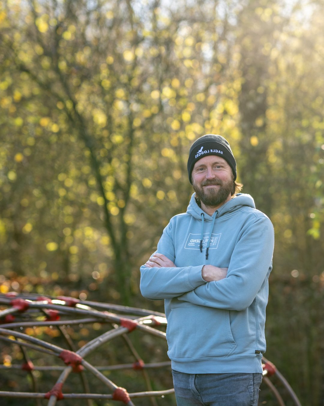 David, aanwezig bij de lodge in het Horsterwold